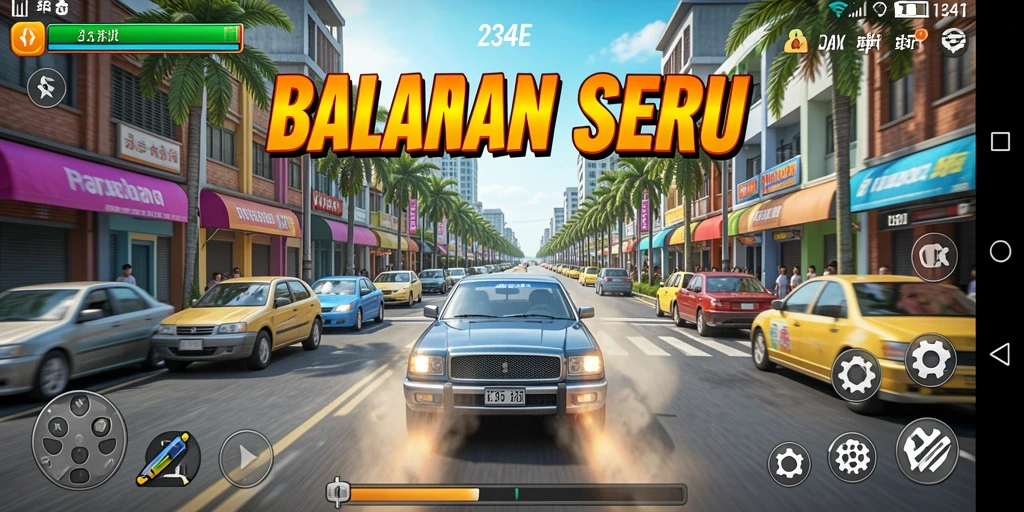 Gameplay balapan intens di 234E dengan mobil keren dan trek menantang.