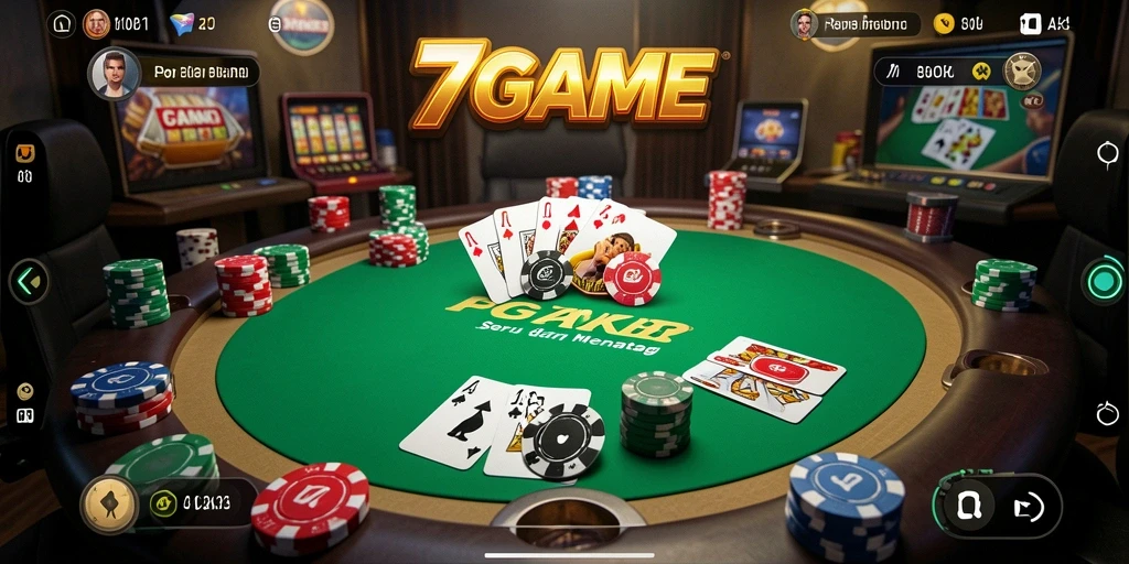 Tampilan gameplay Poker yang mendebarkan di 7GAME