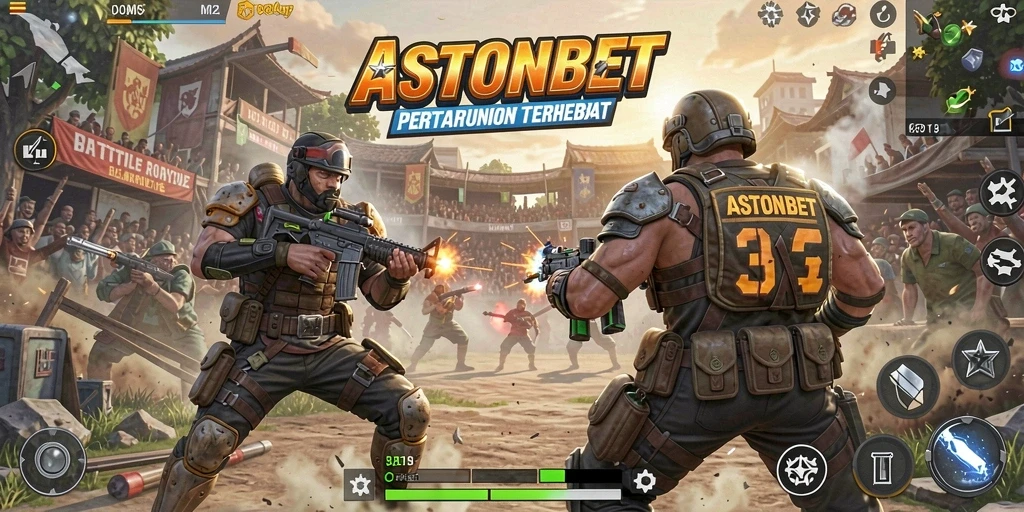 Gameplay seru di ASTONBET dengan aksi Battle Royale yang intens.