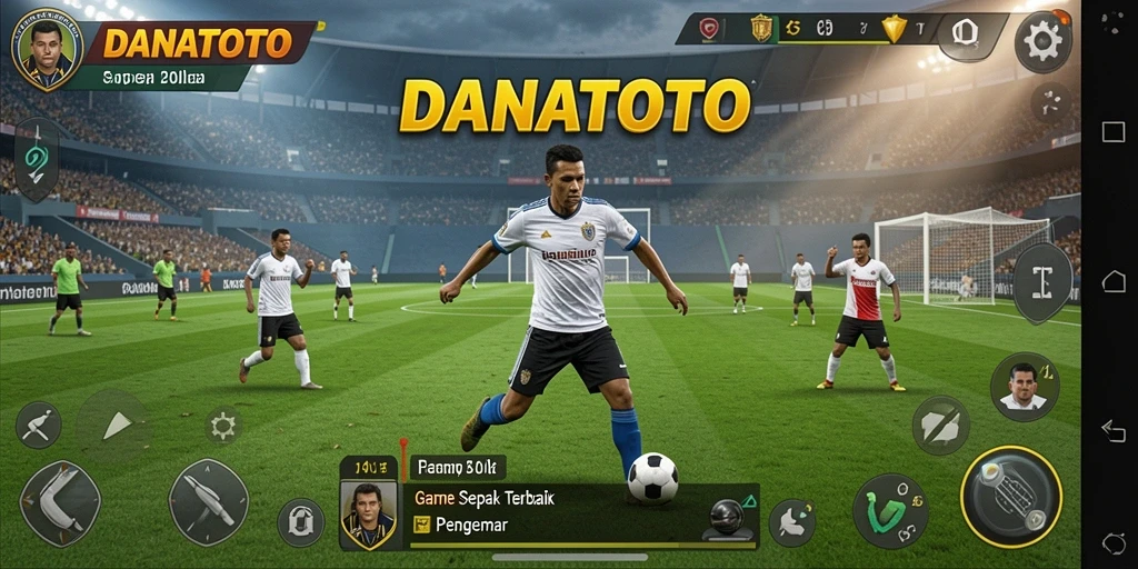 Tampilkan gameplay mendebarkan di lapangan sepak bola.