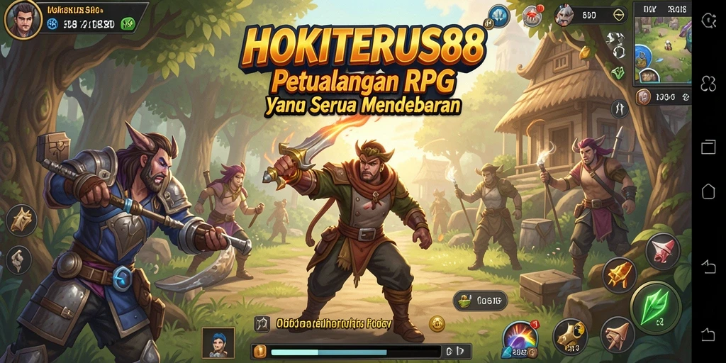 Tampilan gameplay HOKITERUS88 yang menampilkan pertarungan epik dan pemandangan menakjubkan.
