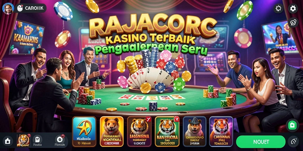 Tangkapan layar utama RAJACORC menampilkan gameplay Kasino yang mengasyikkan.