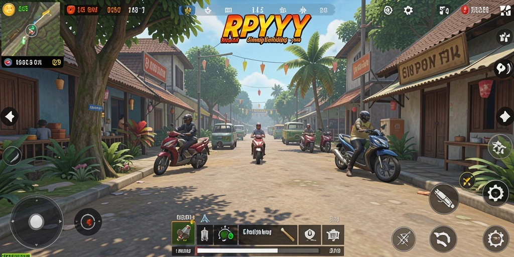 Screenshot gameplay RPYYY yang menunjukkan interaksi karakter dan lingkungan.