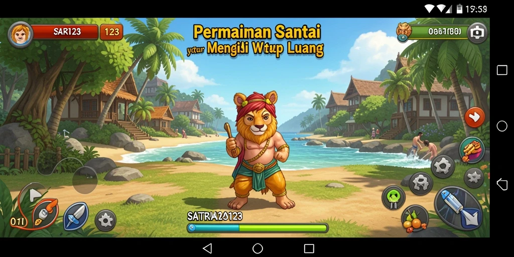 Tampilan grafis yang cerah dan penuh warna dalam gameplay SATRIA123.