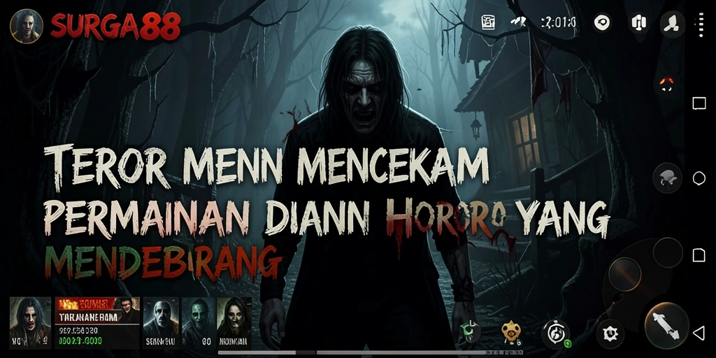 Screenshot gameplay SURGA88 menunjukkan suasana horor mencekam yang mendebarkan.