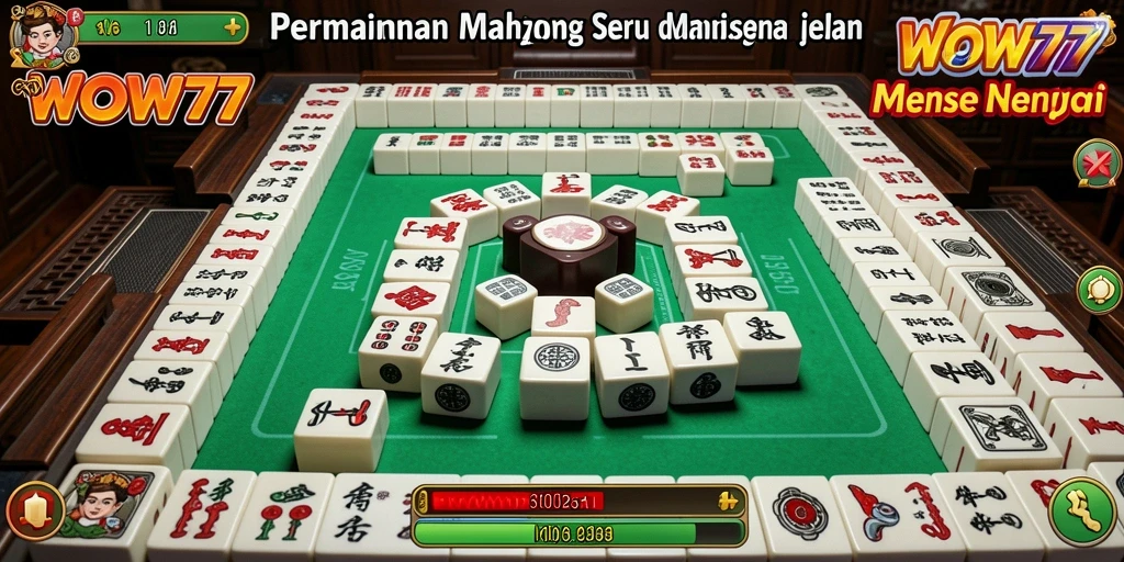 Screenshot utama menampilkan gameplay Mahjong yang intens dan menarik.